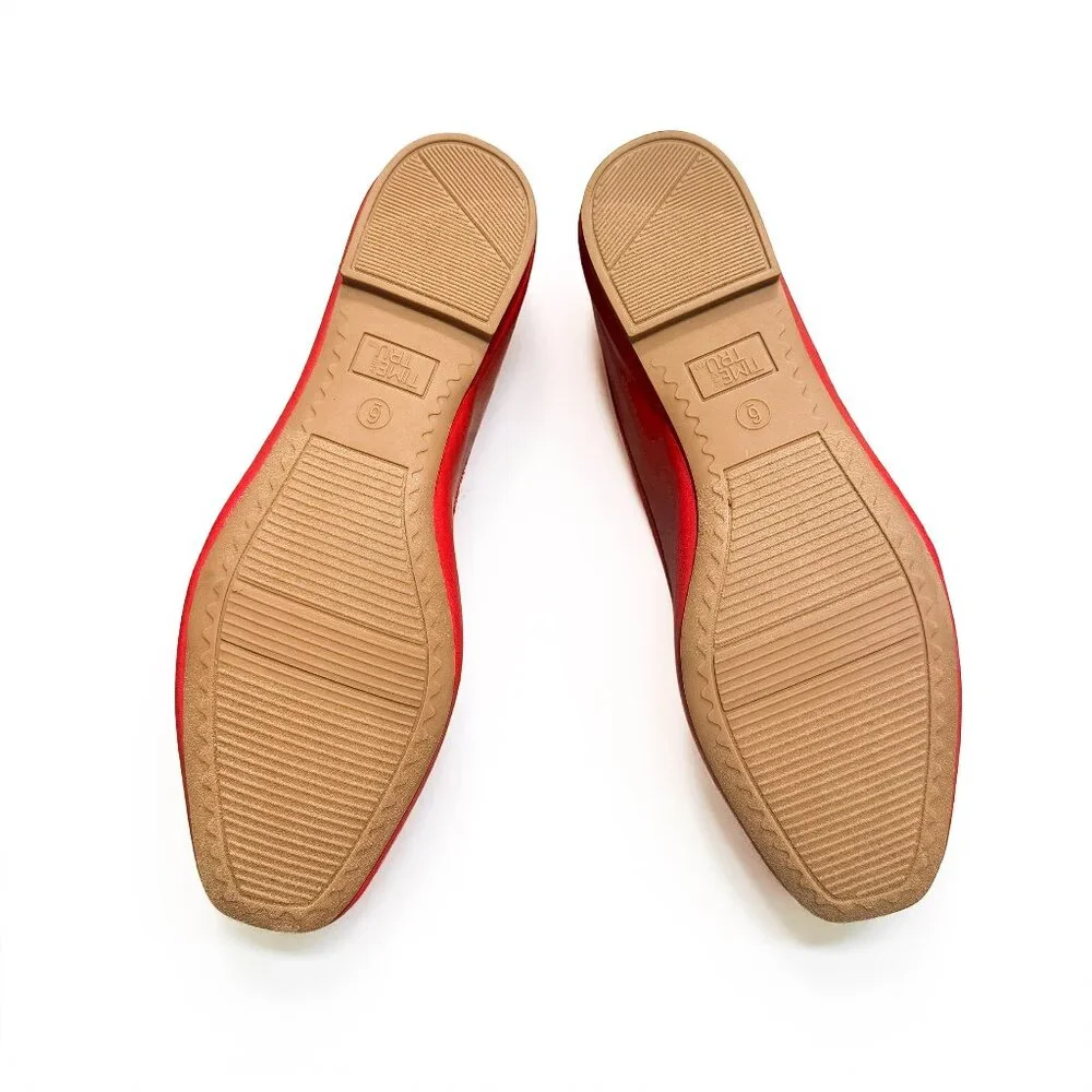 NWOT Time and Tru Classic Red Ballet Flats Bow Detail Women's Size 6 - Picture 2 of 5